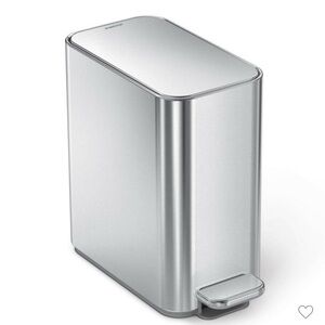 simplehuman Silver 5L Slim Step Trash Can with Liner Pocket - Stainless Finish
